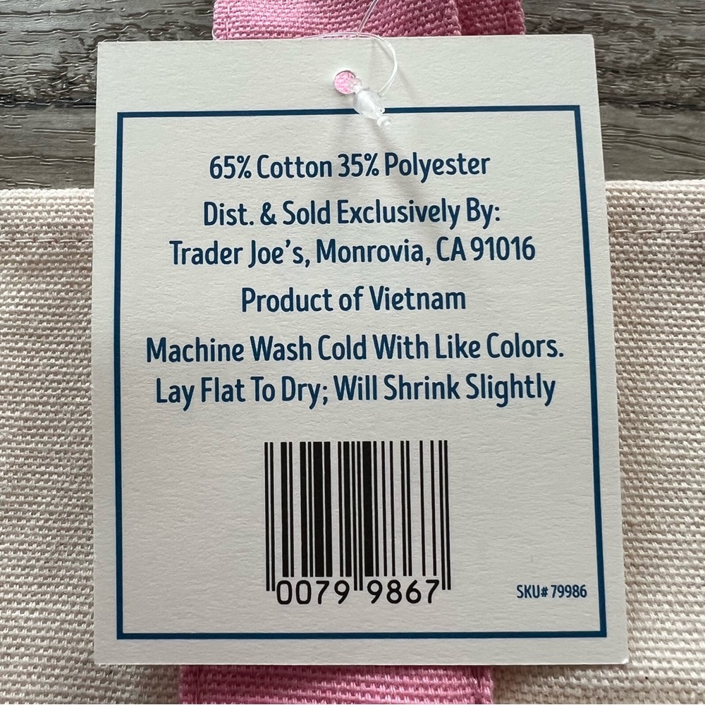 NWT Trader Joe’s Mini Pastel Canvas Tote Bag - Picture 4 of 4